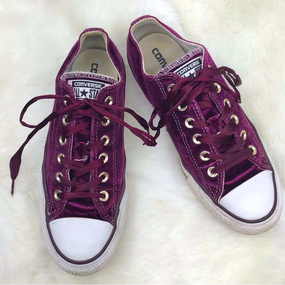 Converse Women's Velvet Sneakers in Burgundy